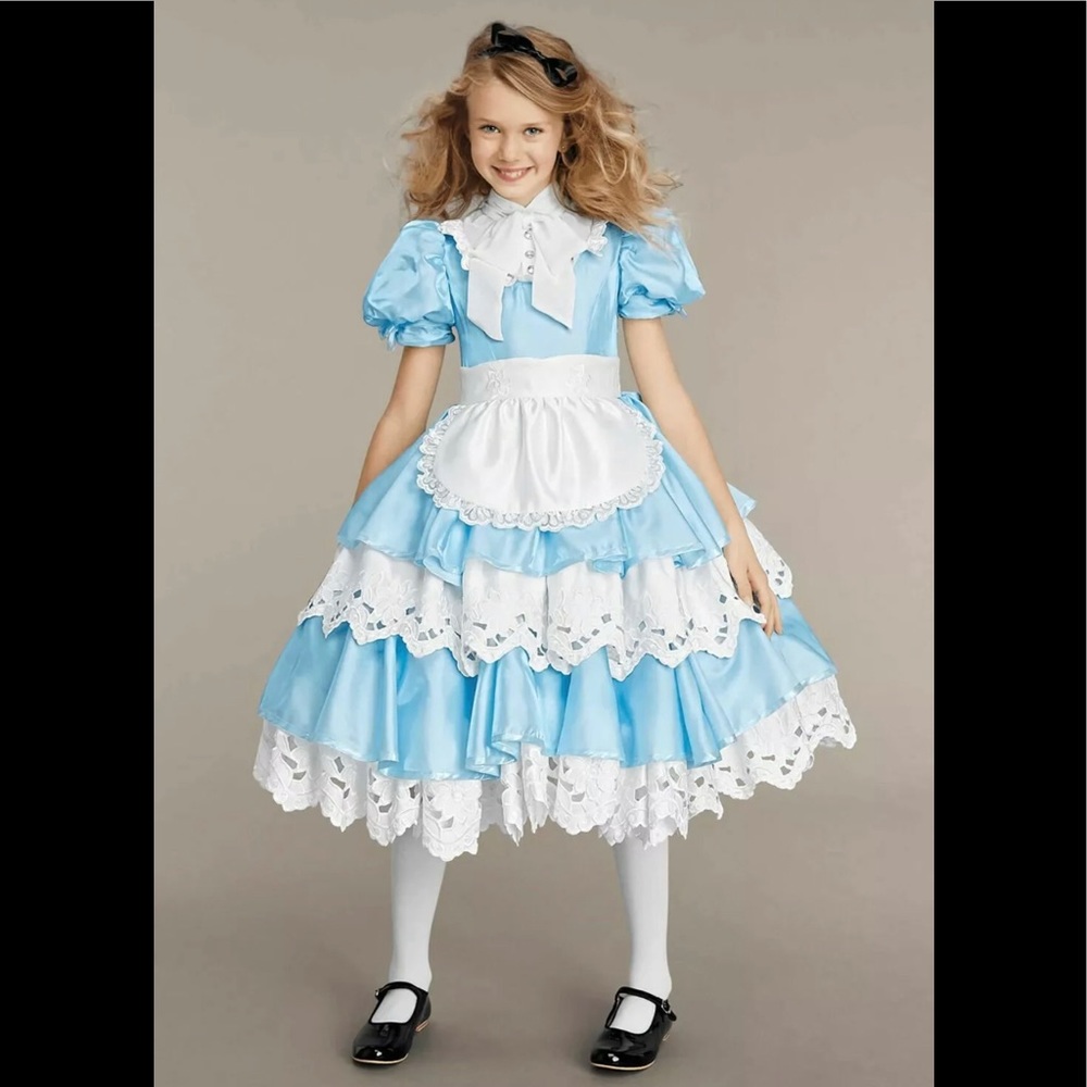 CHASING FIREFLIES DELUXE GIRLS ALICE IN WONDERLAND BLUE COSTUME DRESS NWOT.